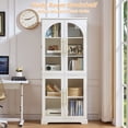 thumbnail image 6 of Joaxswe 72" Tall Arched Cabinet with Glass Doors Set 2, 69" Pantry Storage Cabinets with Adjustable Shelves, Accent Cabinet for Bedroom, Home Office, White, 6 of 9