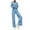 Sky Blue, variant on MIUOWANP Two piece Sets for Women Women's Casual Loose Solid Color Linen Shirt Long Sleeved Pants Set