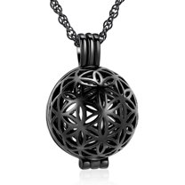 Cremation Jewelry Flower of Life Urn Necklaces for Ashes for Women Men Mini Keepsake Memorial Hollow Pendant