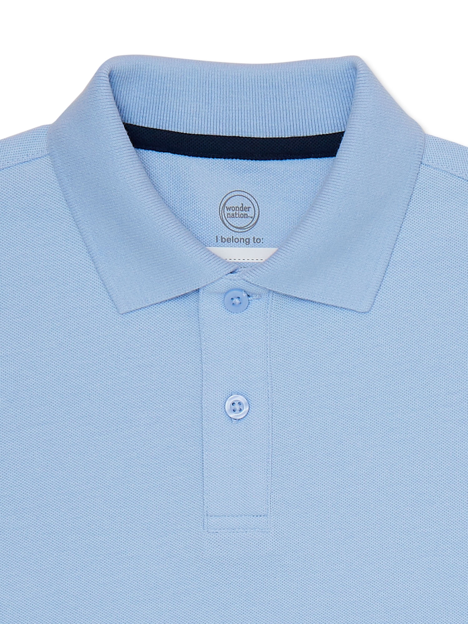 Wonder Nation Boys School Uniform Pique Polo Shirts with Short Sleeves, 2-Pack, Sizes 4-18 & Husky