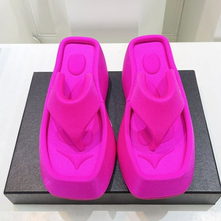 

PEASKJP Beach Sandals for Women Summer Women Slippers Flat Bottom Light Open Toe Casual Beach Thong Strappy Summer Shoes Hot Pink 6.5
