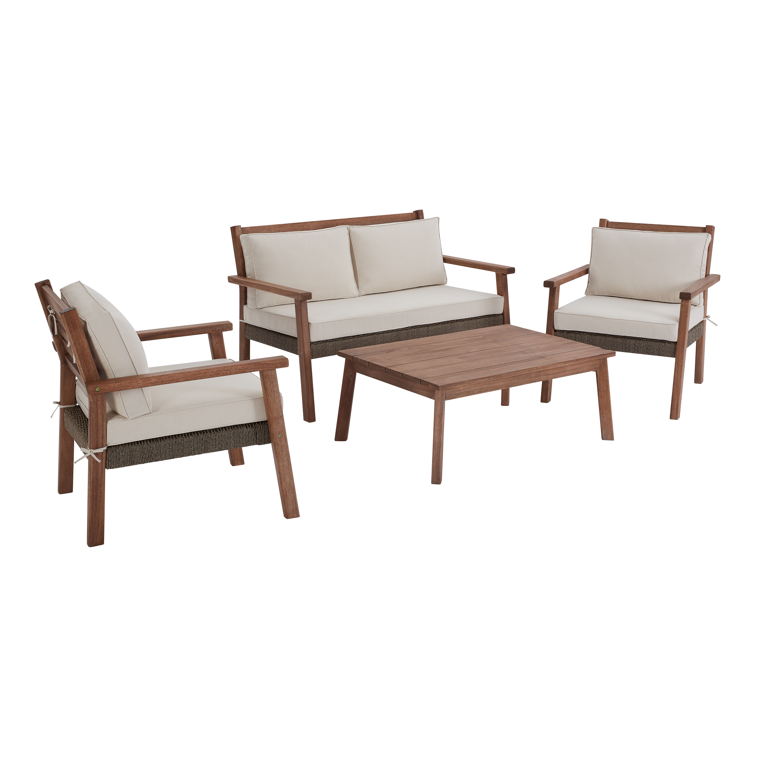 Better Homes & Gardens Wooden Rope 4Piece Patio Conversation Set