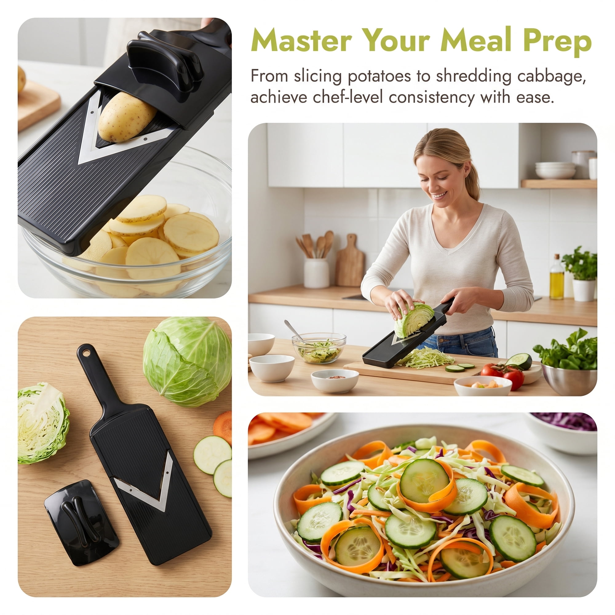 Unique Bargains Multifunctional Potato Slicer with Chopping Function Black 12.6"x3.9"
