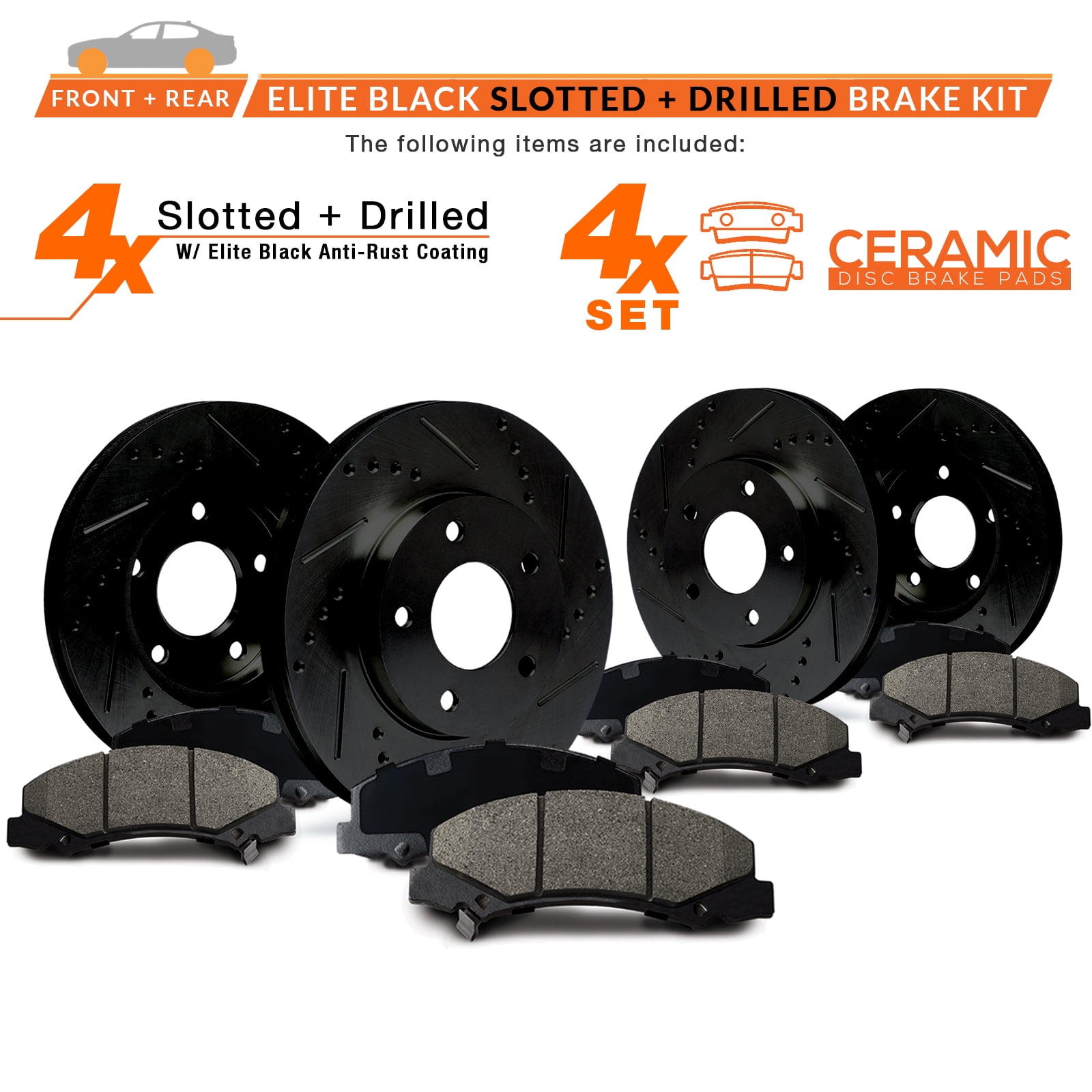 Fits: 2013 13 2014 14 2015 15 Fits Hyundai Elantra//Elantra GT E-Coated Slotted Drilled Rotors + Ceramic Pads Max Brakes Front Elite Brake Kit KT129481
