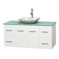 thumbnail image 6 of Centra 48 inch Single Bathroom Vanity in Gray Oak, Green Glass Countertop, Avalon White Carrera Marble Sink, and No Mirror, 6 of 6