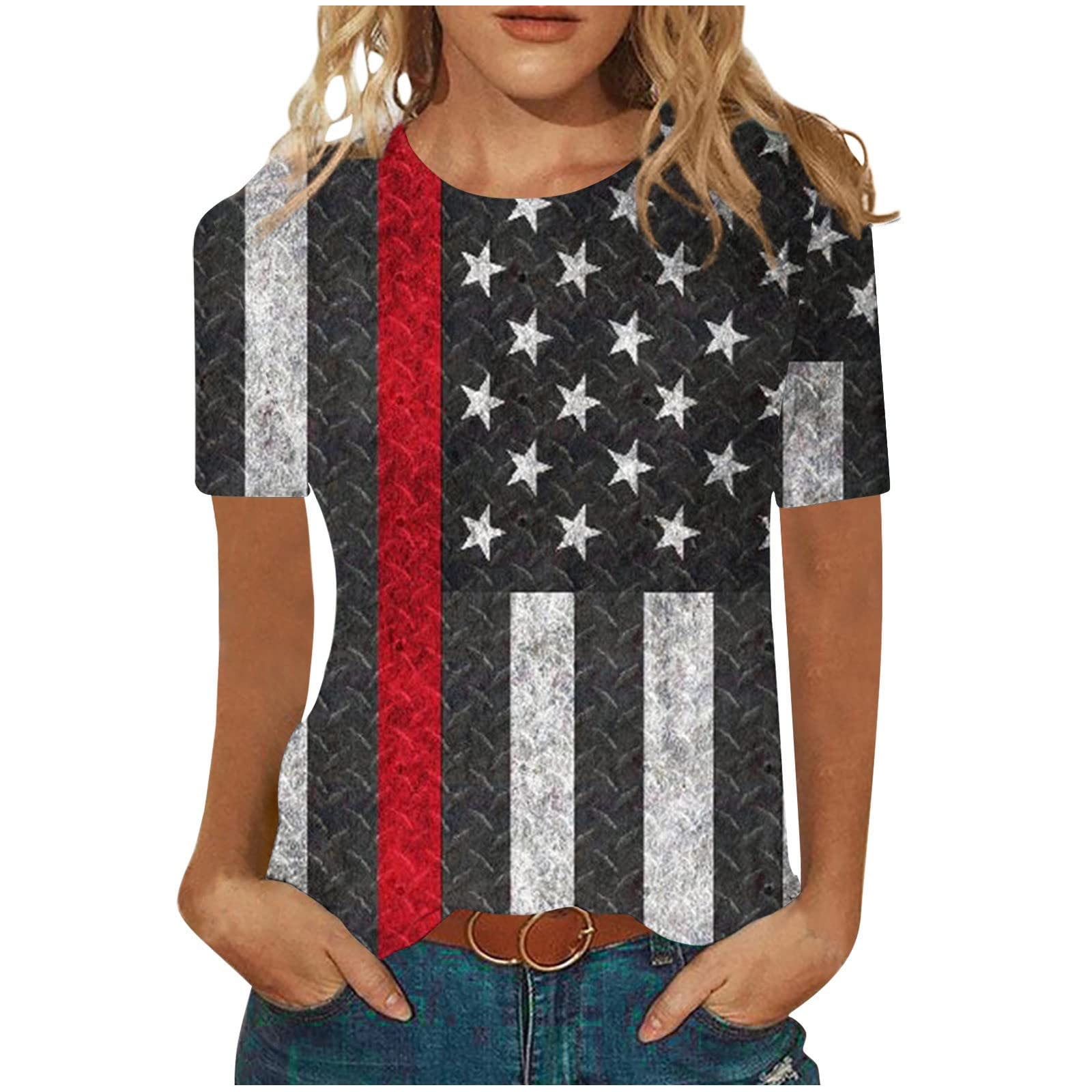 APEXFWDT 4th of July Tshirts for Women Fashion American Flag Pullover ...