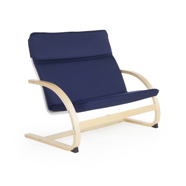 Guidecraft Upholstered Rockers 10" Wood/Cotton Kiddie Rocker Couch in Blue