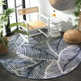 thumbnail image 3 of SAFAVIEH Beach House Aline Botanical Indoor/Outdoor Area Rug, Navy/Ivory, 6'7" x 6'7" Round, 3 of 9