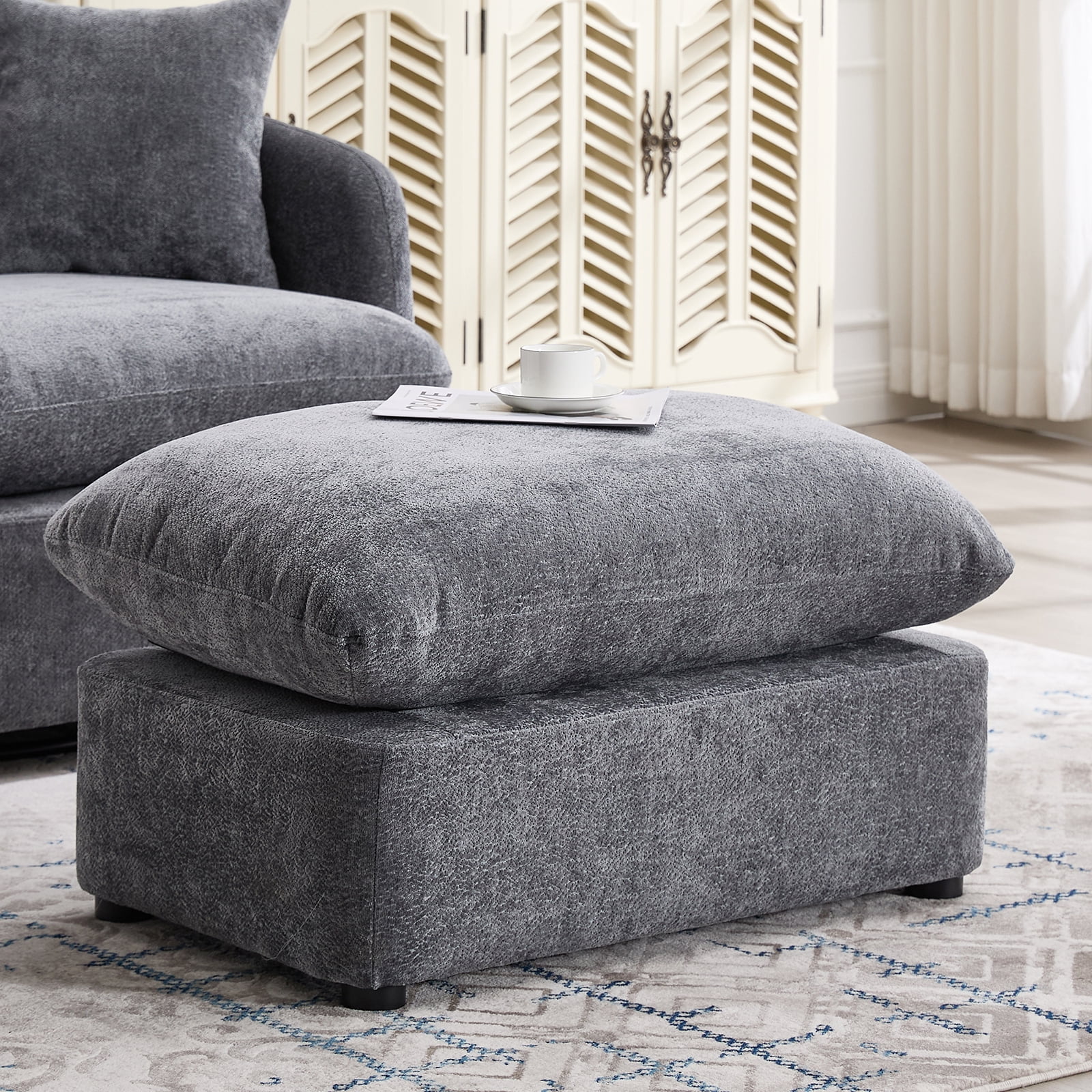 44.6" W Oversized Swivel Armchair with Ottoman,37.8" Large Seat Width Accent Chair with 3 Pillows