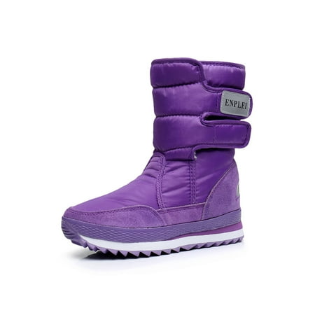 

Ymiytan Womens Snow Boots Cold Weather Winter Shoes Warm Mid Calf Boots Purple 5
