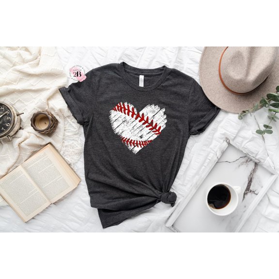 Baseball Distress Heart Shirt, Baseball Shirt, Baseball Mom Shirt, Baseball Heart Shirt, Baseball Sublimation Shirt, Sports Mom Shirt