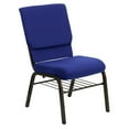 thumbnail image 1 of HERCULES Series 18.5''W Church Chair in Navy Blue Fabric with Book Rack - Gold Vein Frame, 1 of 9