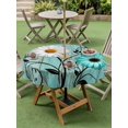 thumbnail image 4 of Outdoor Tablecloth with Umbrella Hole for Patio/Picnic/Party/Camping, Turquoise Daisy Farmhouse Waterproof Table Cloth Round Cover Washable, Country Teal Floral (Dia 54"), 4 of 9