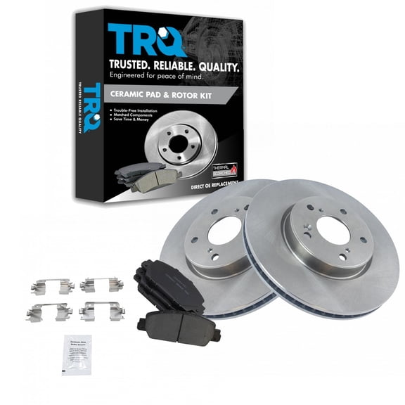 TRQ Front Brake Pad & Rotor Kit Brake Pads Brake Rotor Ceramic Fits Select 2013-2018 Honda Accord 2016-2022 HR-V