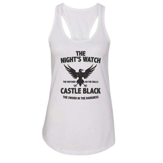 Women’s Game Of Thrones Graphic Racerback Tank Top “The Night’s Watch” RB Clothing Co White, X-Large