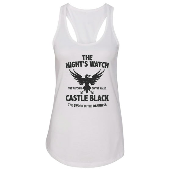 Women’s Game Of Thrones Graphic Racerback Tank Top “The Night’s Watch” RB Clothing Co White, Medium