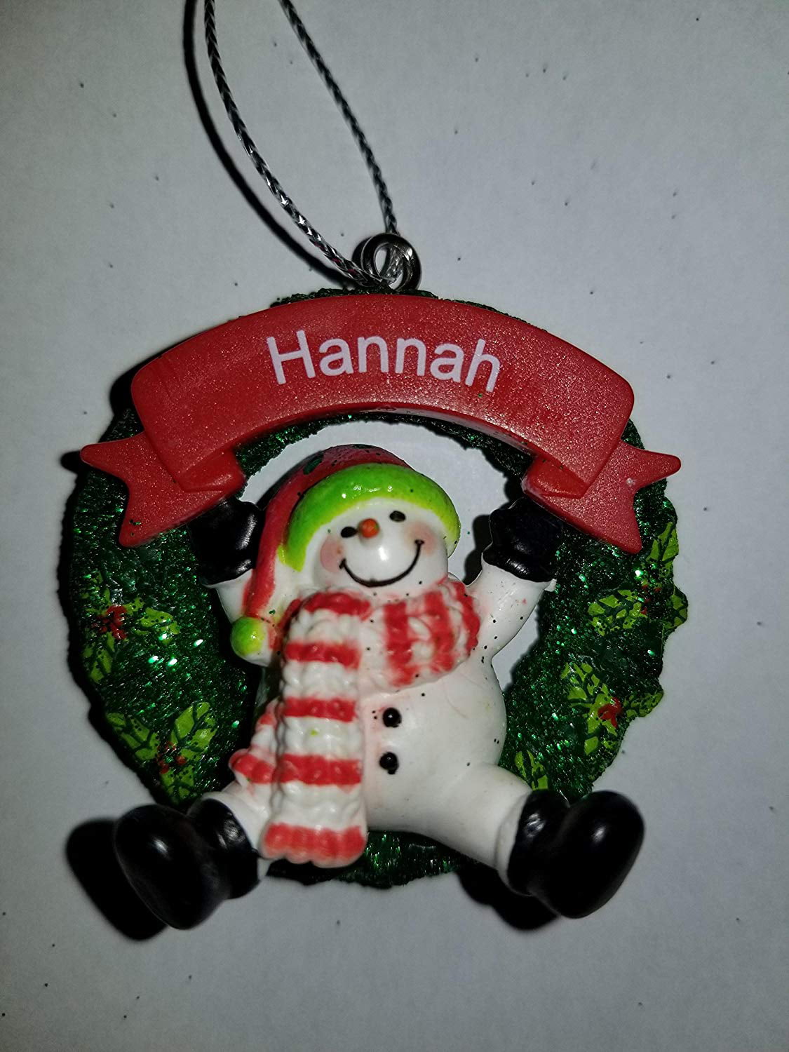 HANNAH Personalized Snowman Ornament GANZ