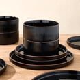 thumbnail image 4 of Famiware 12 Pieces Porcelain Dinnerware Set, Glossy Black, 4 of 6