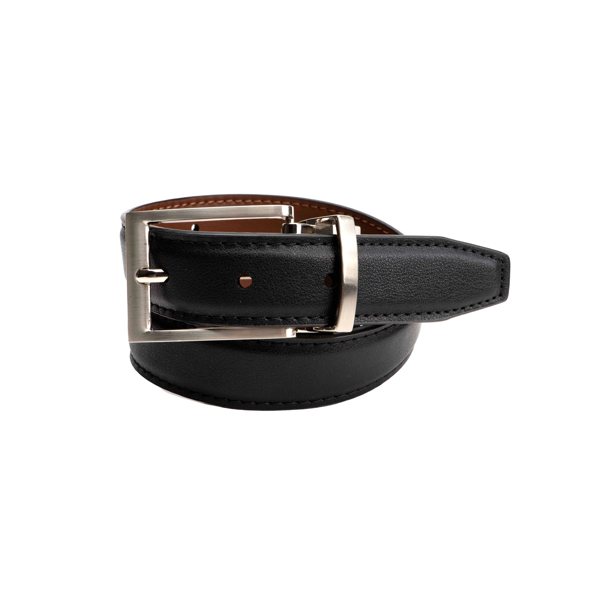 Wonder Nation Boys Reversible Twist Belt, Black/Cognac, Size S-L