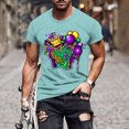 thumbnail image 2 of Xixinqiwan Mardi Gras T-shirt for Men,Mens Short Sleeve Carnival Round Neck Casual Tshirts New Orleans Parade Custume Tops, 2 of 6