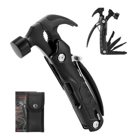 Qweryboo 12-in-1 Multitool Hammer, Safety Lock, Screwdriver Bits Set and Nylon Sheath, Multi Tool for Outdoor, Camping, Ideal Gifts for Father, Husband, Boyfriend
