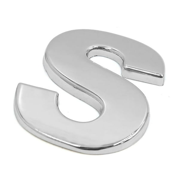 Pegatina 3D Decoración Metal Plateado S Letra Forma Exterior Auto Emblema