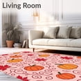 thumbnail image 2 of ODIKA 5'x7' Machine Washable Non-Slip Area Rug, Leaf Cascade With Bountiful Pumpkin Flourish Artistic Fall High Traffic Rug, Beige, 740645, 2 of 7
