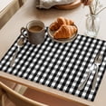 thumbnail image 3 of Buffalo Plaid Placemats Set of 8 Farmhouse Black White Checkered Vintage Rustic Place Mats Indoor Wipeable Table Mats Washable Cloth Dining Table Placemats for Kitchen Holiday Party Decor 13x19 Inch, 3 of 9