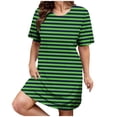 thumbnail image 2 of UPPADA Robe T-Shirt Décontractée d'Été pour Femme Grande Taille Sans Manches Évasée avec Poches Col Ras du Cou Plissée Robe Débardeur Coupe Ample Boho Robes de Plage Vert,TG, 2 of 7