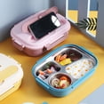 thumbnail image 4 of Fiambrera de acero inoxidable Soledad Fiambrera aislada 4 compartimentos microondas Recipiente de comida viajes escolares Niñas rosado Cajas Bento, 4 of 7