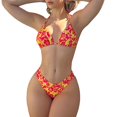 thumbnail image 1 of Gibobby Conjunto de Traje de Baño para Mujer Nuevo traje de baño de bikini sexy con cordones y estampado de copa triangular europea y americana para muje(Naranja,M), 1 of 5