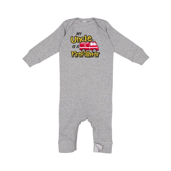 Inktastic My Uncle is a Firefighter with Fire Truck Baby Romper Coveralls