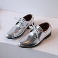 thumbnail image 2 of Akiihool Boys Shoes Boy's Girl's Lace-Up School Uniform Shoes Comfort Oxford Dress Shoes (Toddler/Little Kid/Big Kid) (Silver,3-3.5 Years), 2 of 6