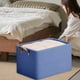 thumbnail image 4 of Caja de tela plegable con tapa | Organizador de armario para ropa | Contenedor plegable para dormitorio, viajes y juguetes infantiles | Azul marino, 4 of 6