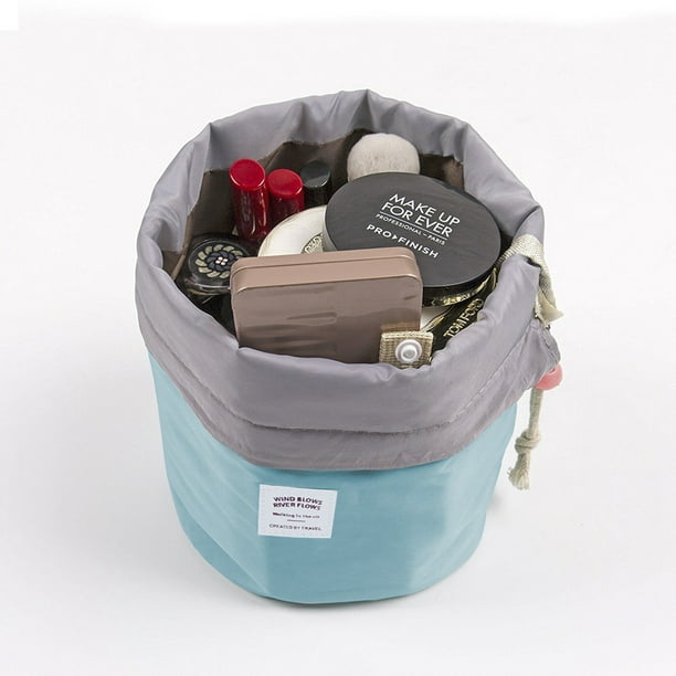 Travel Cosmetic Bags Barrel Makeup Bag,Women&Girls Portable Foldable  Cases,Multifunctional Toiletry Bucket Bags Round Organizer Storage Pocket  Soft 