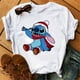 thumbnail image 4 of Camiseta navideña con dibujos animados de Lilo y Stitch para mujer, remera con estampado de Stitch, playera de manga corta con estampado Y2k, camisetas de calle para mujer, 4 of 5