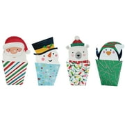 Holiday Time Christmas 8 Treat Bucket, Santa, Snowman, Polar Bear, Penguin, 3"x3"x4"