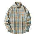 thumbnail image 2 of LEBONYARD Mens Coats Big and Tall,Shirt Jackets for Men,New Casual Fashion Men's Plaid Shirt Loose Youth Long Sleeve Turndown Collar Blouse Shirt Light Blue XXXL, 2 of 7