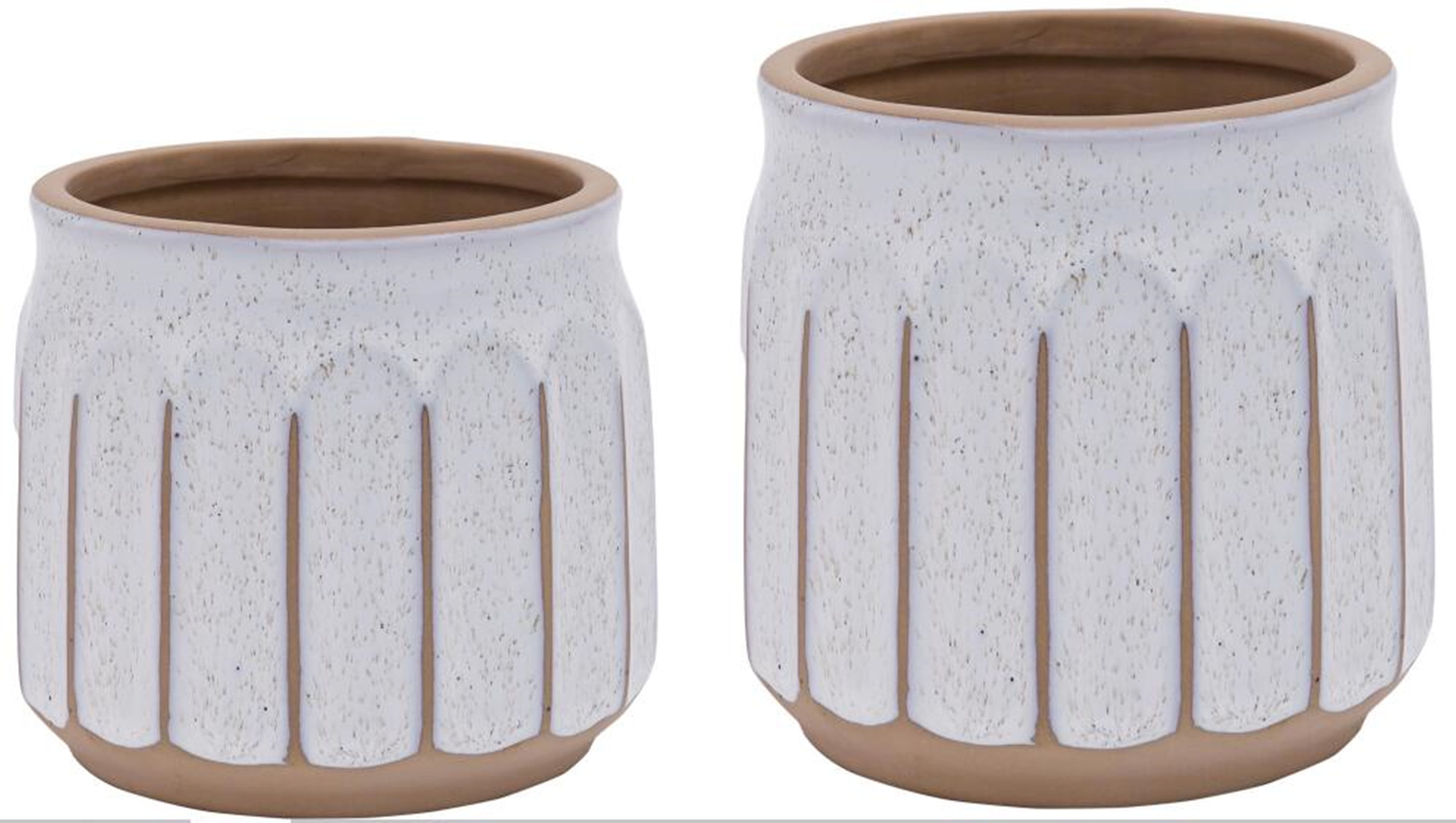 Set of Planters Home ESPRIT Brown Metal Fibre Tropical 36 x 36 x 29 cm