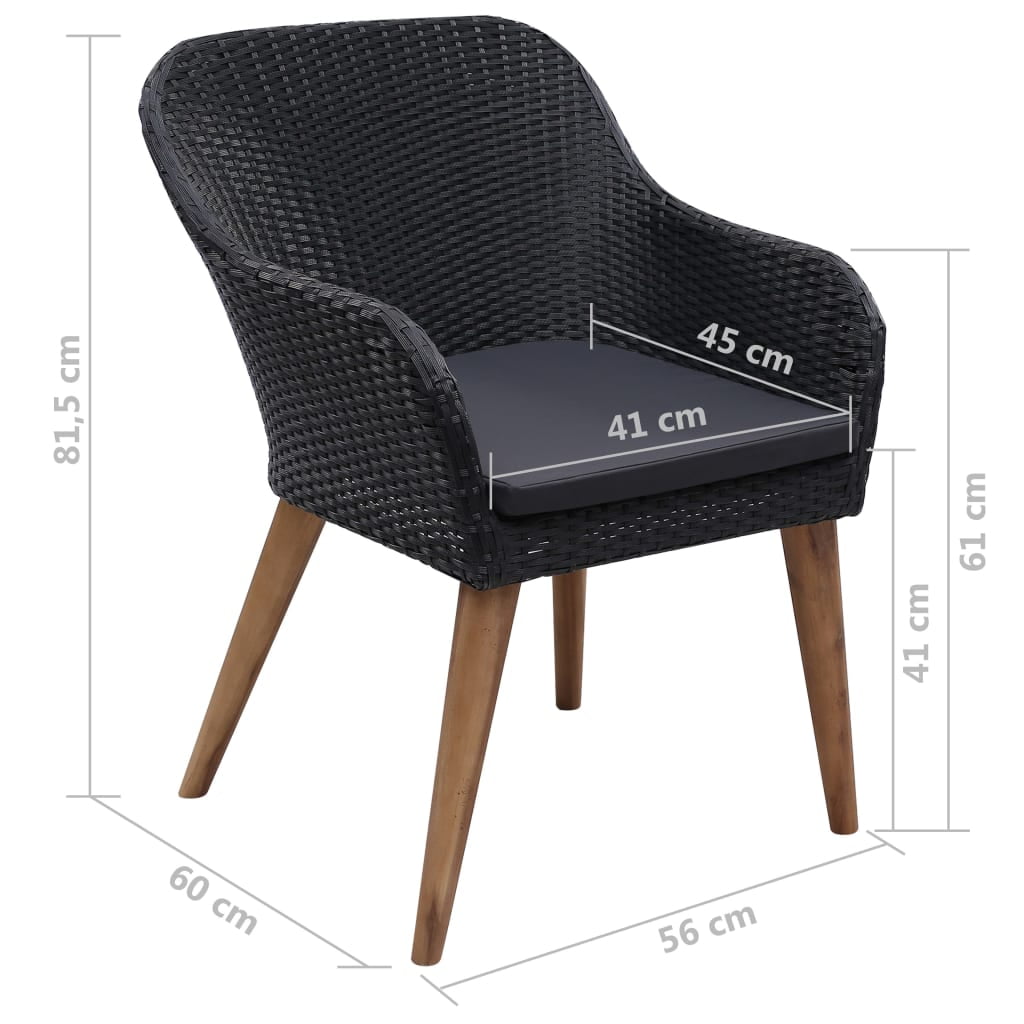 Lowestbest 2-Piece Outdoor Chairs, All-Weather Bistro Seating Chairs with Thick Cushion, Black Lowestbest 2-Piece Outdoor Chairs, All-Weather Bistro Seating Chairs with Thick Cushion, Black