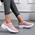 thumbnail image 3 of Dakaela Women's Mesh Walking Shoes Rhinestone Glitter Slip on Arch Support Running Sock Sneakers Pink 9, 3 of 7