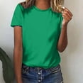 thumbnail image 2 of SROBPTY Chemises d'Été pour Femmes, T-Shirt/haut à Col Rond Uni à Manches Courtes Décontracté Ample à Manches Courtes à Col Rond pour Femmes Vert, G, 2 of 5