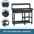 thumbnail image 5 of VEIKOUS Potting Bench Wood Garden Table for Outdoor W/ Removable Stainless Sink, Gray, 5 of 9