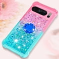 thumbnail image 6 of Slim Fit Phone Case for Google Pixel 8 Pro,Bling Shiny Quicksand Effect TPU Bumper Case with Metal Ring Kickstand and Four Corners Heavy Protection Case for Pixel 8 Pro,Pink Blue, 6 of 14