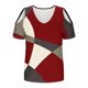 thumbnail image 5 of Tops de Algodón para las Mujeres Color Bloqueado Impreso Manga Corta Cuello en V Fuera Del Hombro, Top de Moda para Diario, 5 of 9