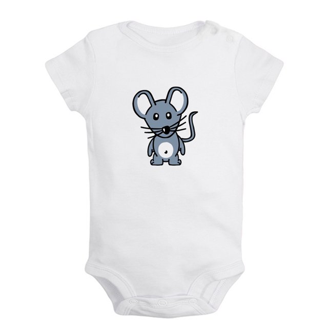 iDzn Animal Clever Mouse Pattern Rompers For Babies, Newborn Baby Unisex Bodysuits, Infant Jumpsuits, Toddler 0-24 Months Kids One-Piece Oufits
