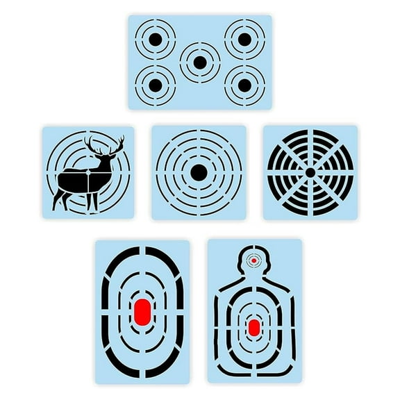 Shooting Gun Targets Stencils Super Bundle, 6 Designs, Reusable, Spray Paint Your Targets - Fun Large Practice Range Shooting
