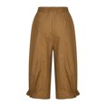 thumbnail image 3 of Wycnly on Sale Capris for Women Womens Loose Cropped Pants Casual Solid Elastci Waist Straight Leg Crop Trousers Vintage Cotton Linen Pants with Pockets, 3 of 5