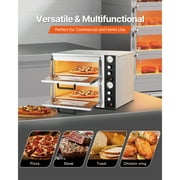 KFFKFF Electric Pizza Oven, 18 Dual-Layer Commercial Countertop Pizza Maker, 842°F Max Temperature, Indoor Oven with Thermometer, Separate Upper & Lower Temperature Control & Timer for Home