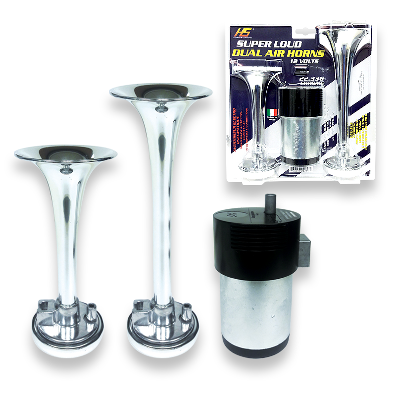 Hs 22.336 Dual High/Low Tone Air Compressor Horns Chrome